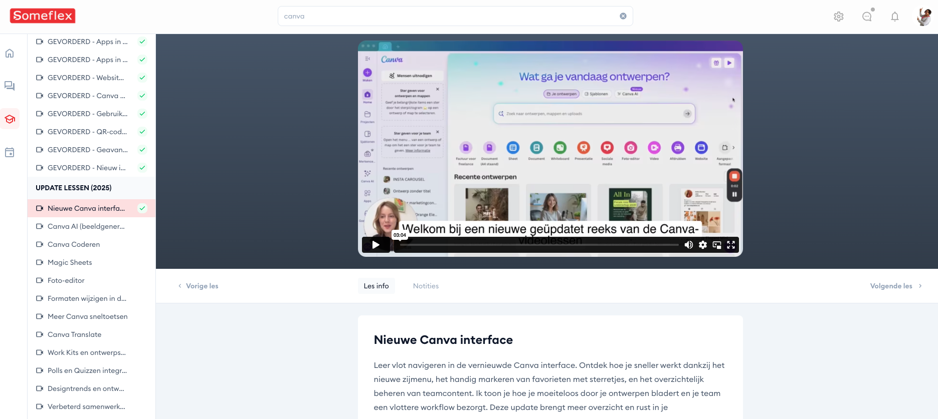 Canva update lessen - leerplatform