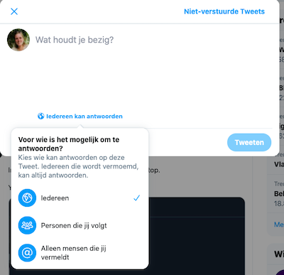 Wie kan er op je tweet reageren