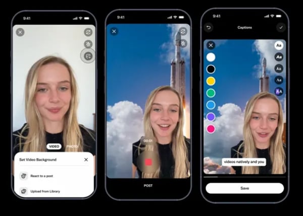 Schermafbeelding van X's nieuwe video-editor met groen scherm en meertalige ondertitels
