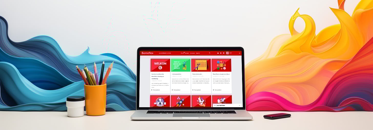 Someflex banner kleuren laptop