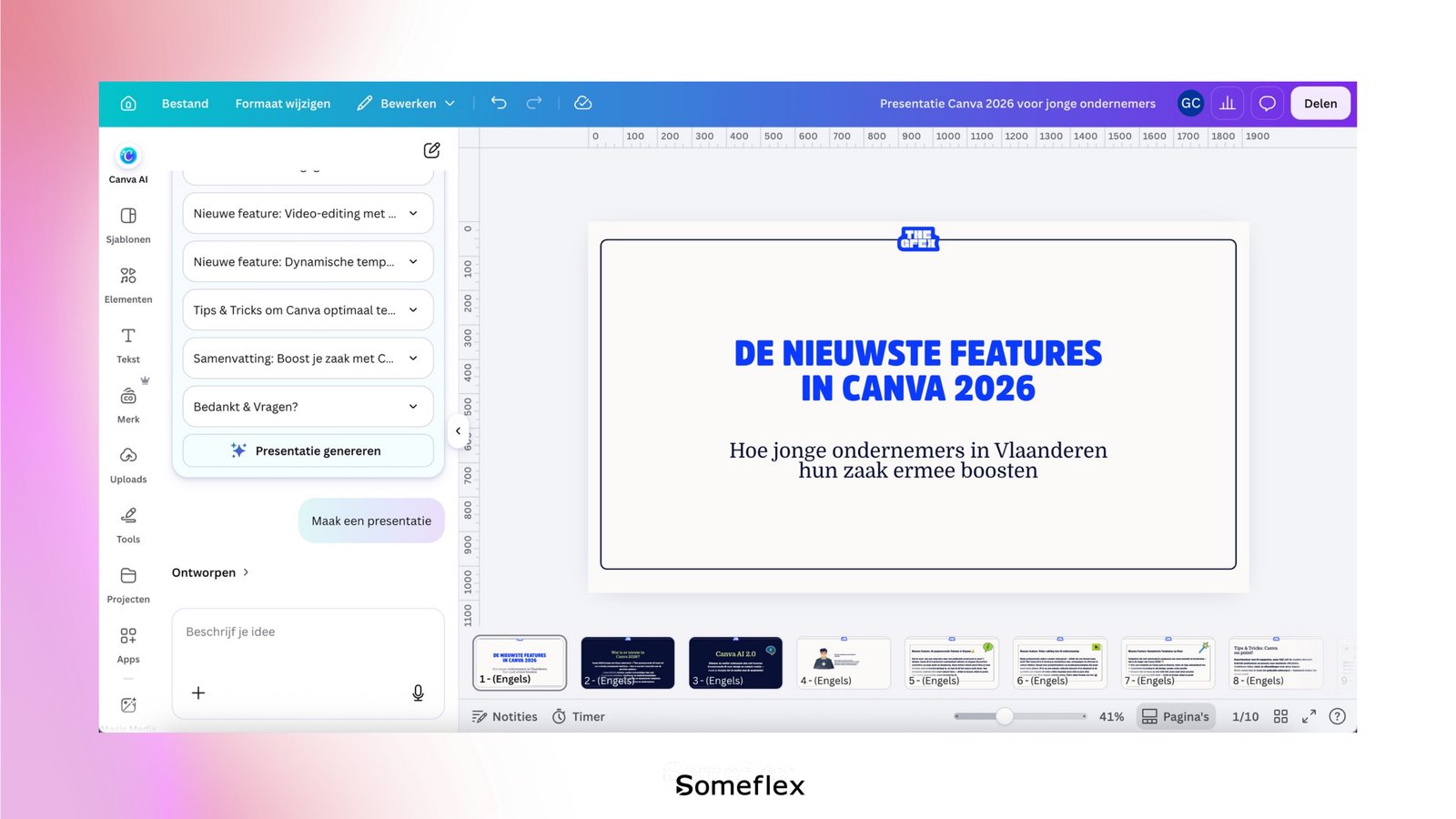 Canva AI 2.0 genereert een volledige presentatie vanuit een gesprek