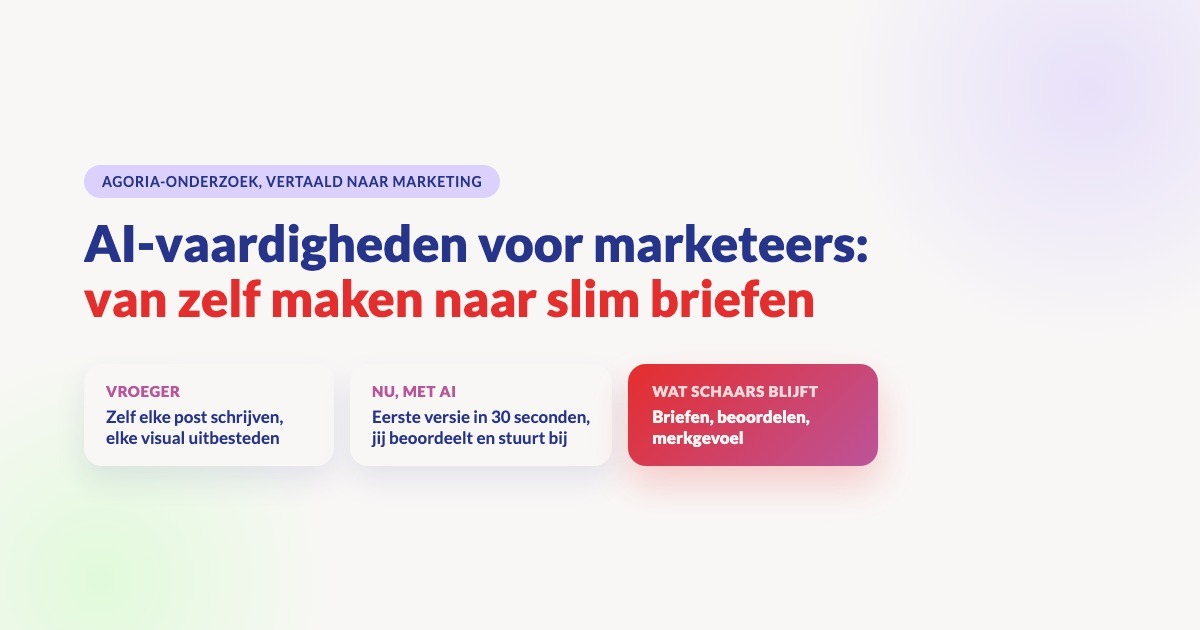 AI-vaardigheden voor marketeers: van zelf maken naar slim briefen, beoordelen en merkgevoel