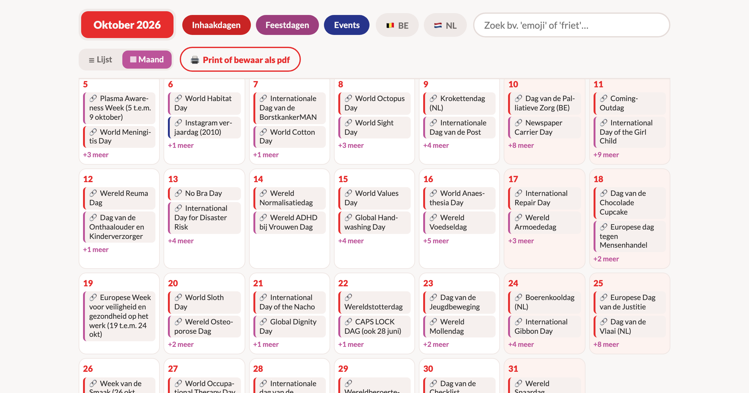 Inhaakkalender september en oktober 2026: de dagen die ertoe doen