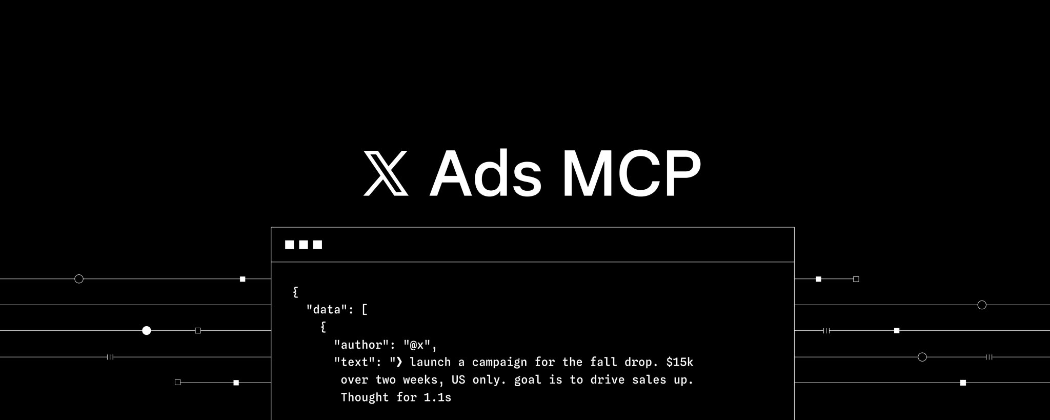 X Ads MCP: officiële cover-visual van X Business over de nieuwe AI-koppeling voor adverteerders