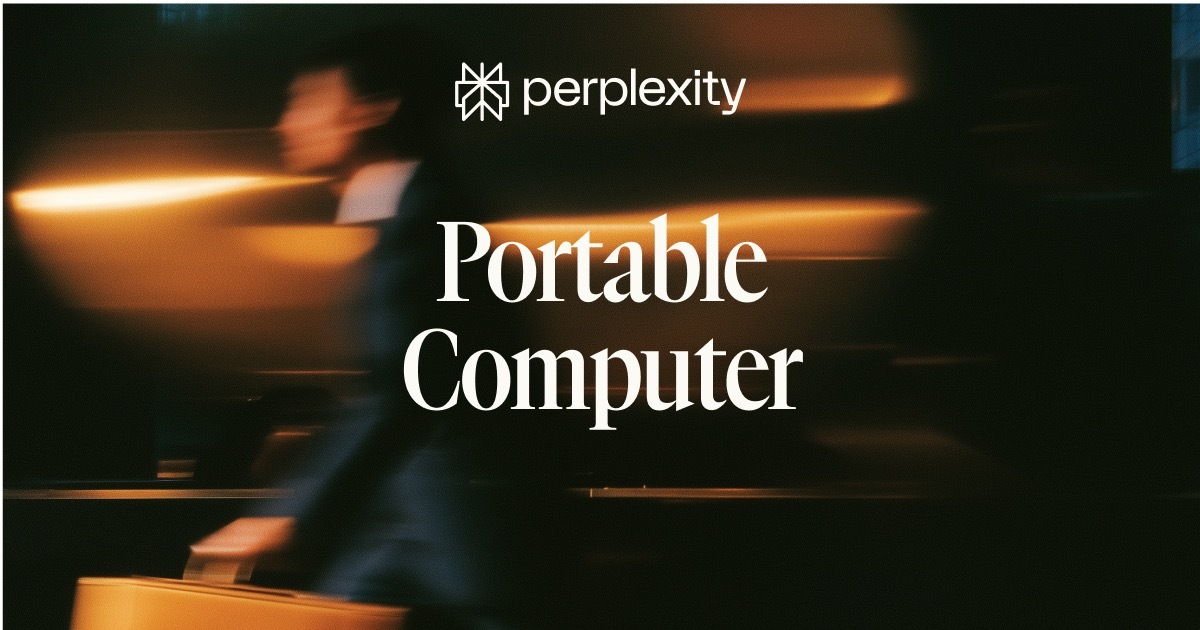 Officieel Perplexity-campagnebeeld voor Portable Computer, met logo en productnaam