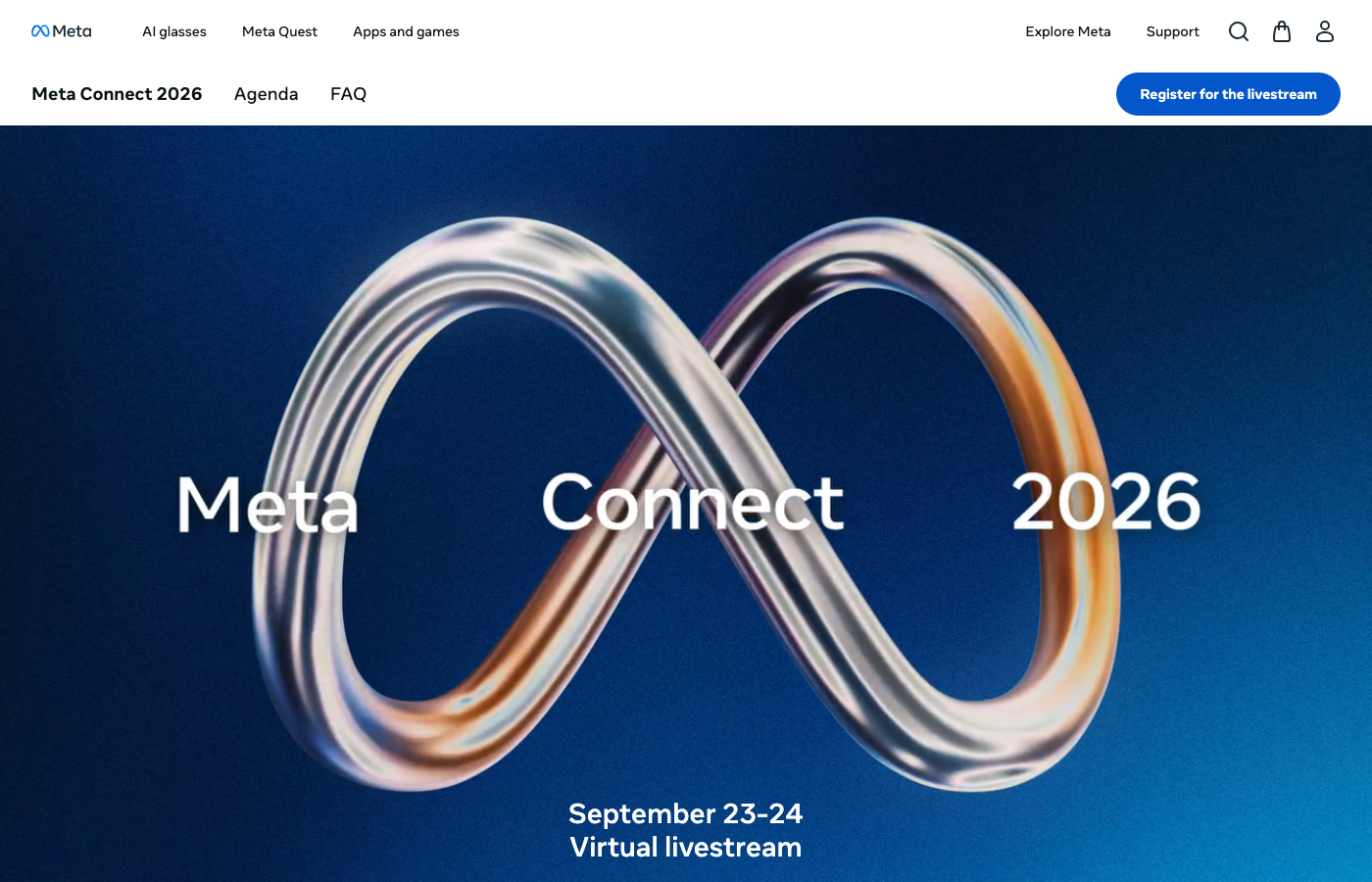 Meta Connect 2026, virtuele livestream op 23 en 24 september