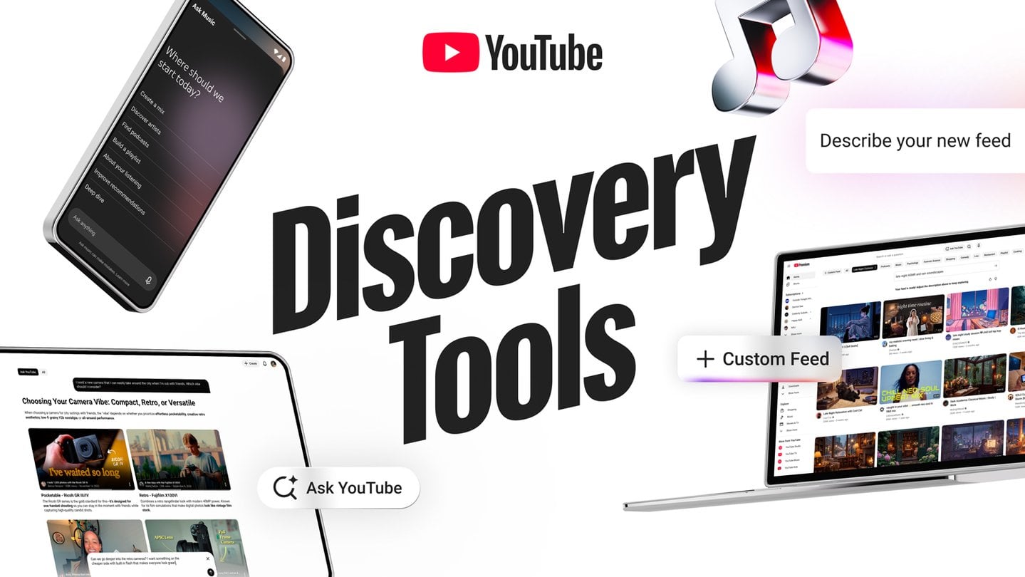 Aankondigingsbeeld van de nieuwe kijkersfuncties van YouTube, waaronder Custom Feeds