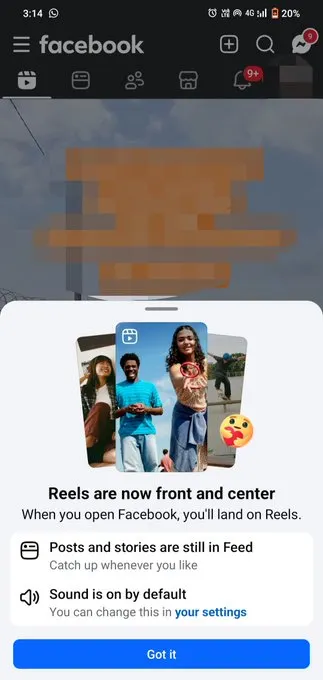 Melding in de Facebook-app: Reels are now front and center