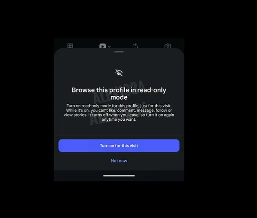 Pop-up in Instagram om een profiel in read-only modus te bekijken