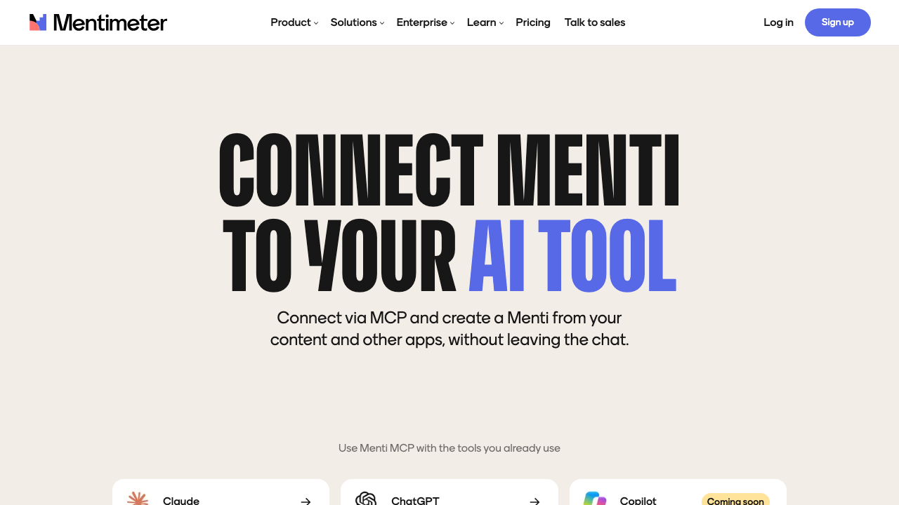 Mentimeter: verbind Menti met je AI-tool, zoals Claude, ChatGPT en binnenkort Copilot