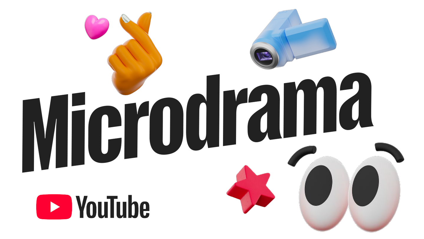 YouTube-beeld bij het artikel over microdramas, met het woord Microdrama en het YouTube-logo