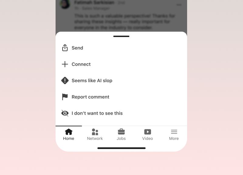 De nieuwe rapporteeroptie Seems like AI slop in het LinkedIn-meldingsmenu