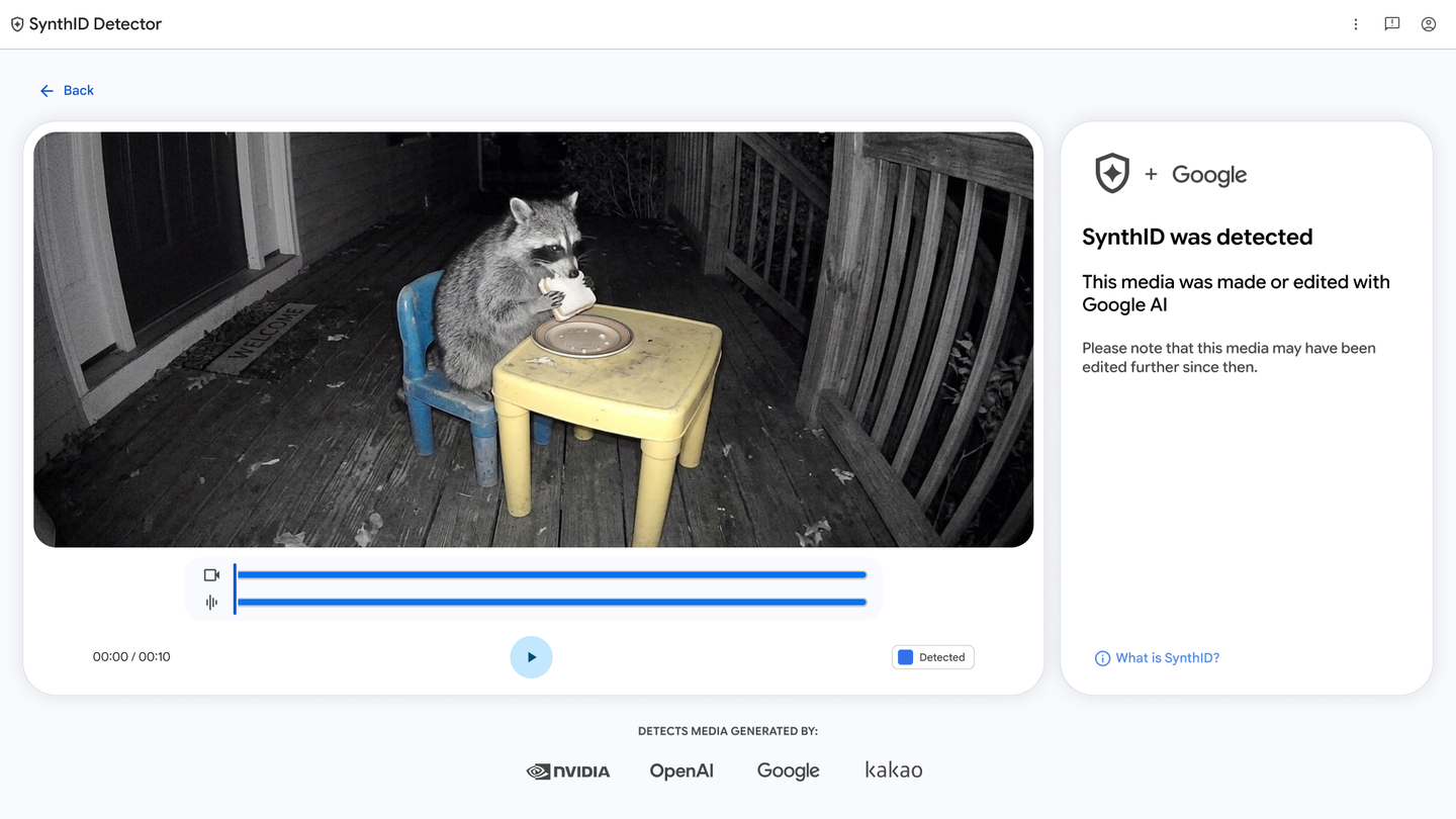 SynthID Detector controleert een video op AI-watermerken