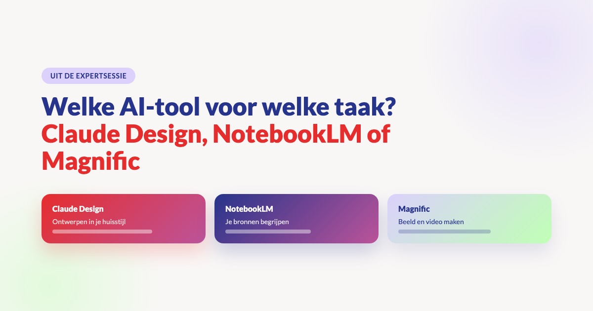 Welke AI-tool voor welke taak? Claude Design, NotebookLM of Magnific