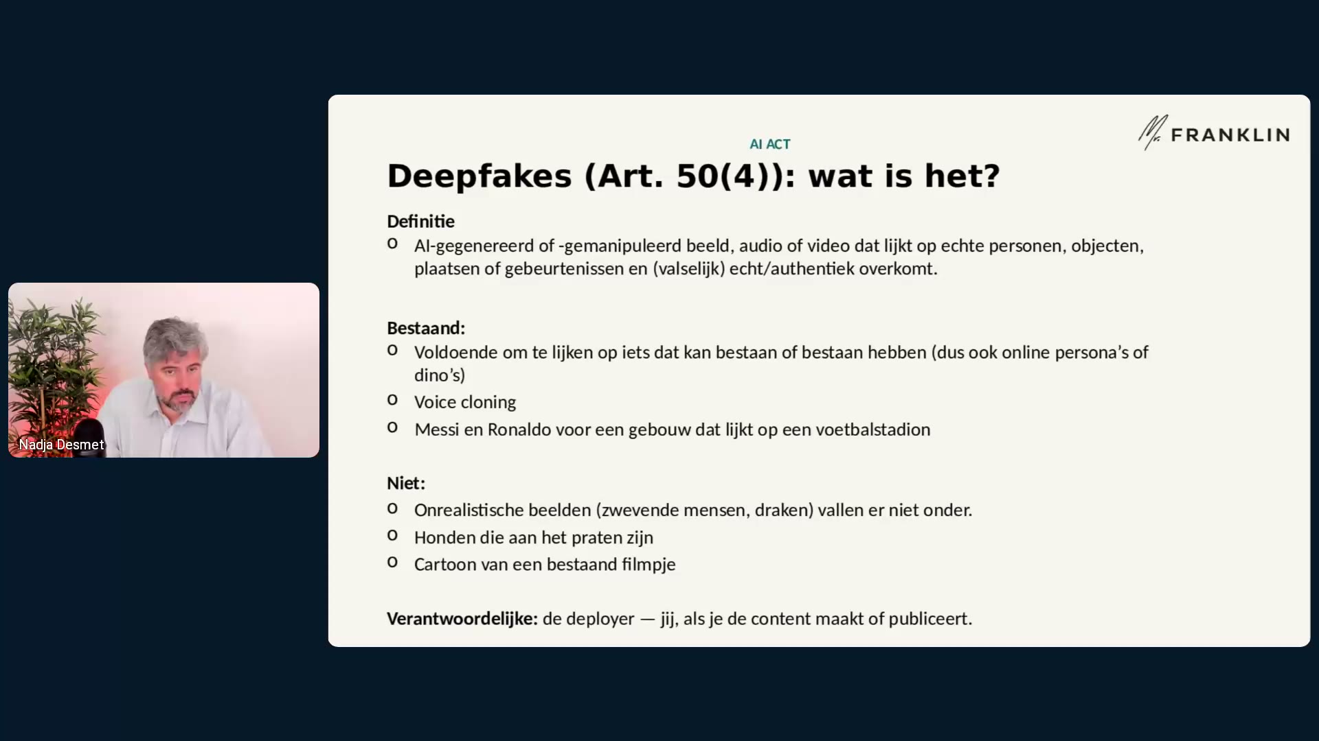 Deepfakes Art. 50(4): definitie en voorbeelden van wat wel en niet onder de deepfake-labelplicht valt